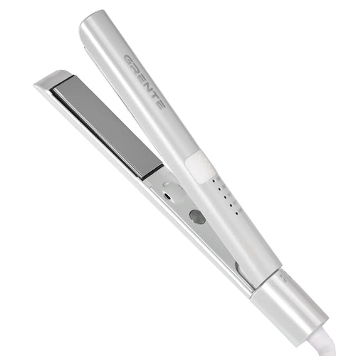 Titanium Flat Iron Hair Straightener and Curler 2 in 1 with Quick Fast Heating, 1 Inch Professional Straightening Iron, 5 Temp Settings for All Hair Types, Dual Voltage & Auto-Shut Off(White)