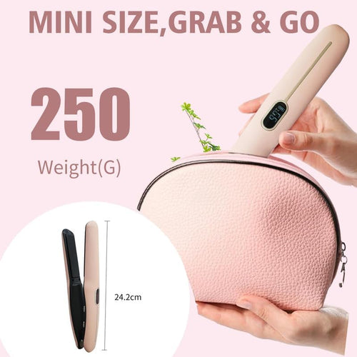 Cordless Hair Straightener and Curler 2 in 1 Portable Flat Iron Wireless Hair Straightener for Travel, USB-C Rechargeable 4800 mAh Battery Fast Heating Pink